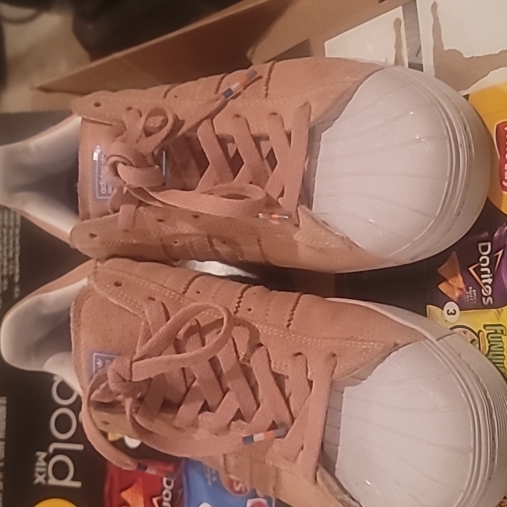 1 pair of Adidas shell toe worn but really  a good cleaning  no rips or tares